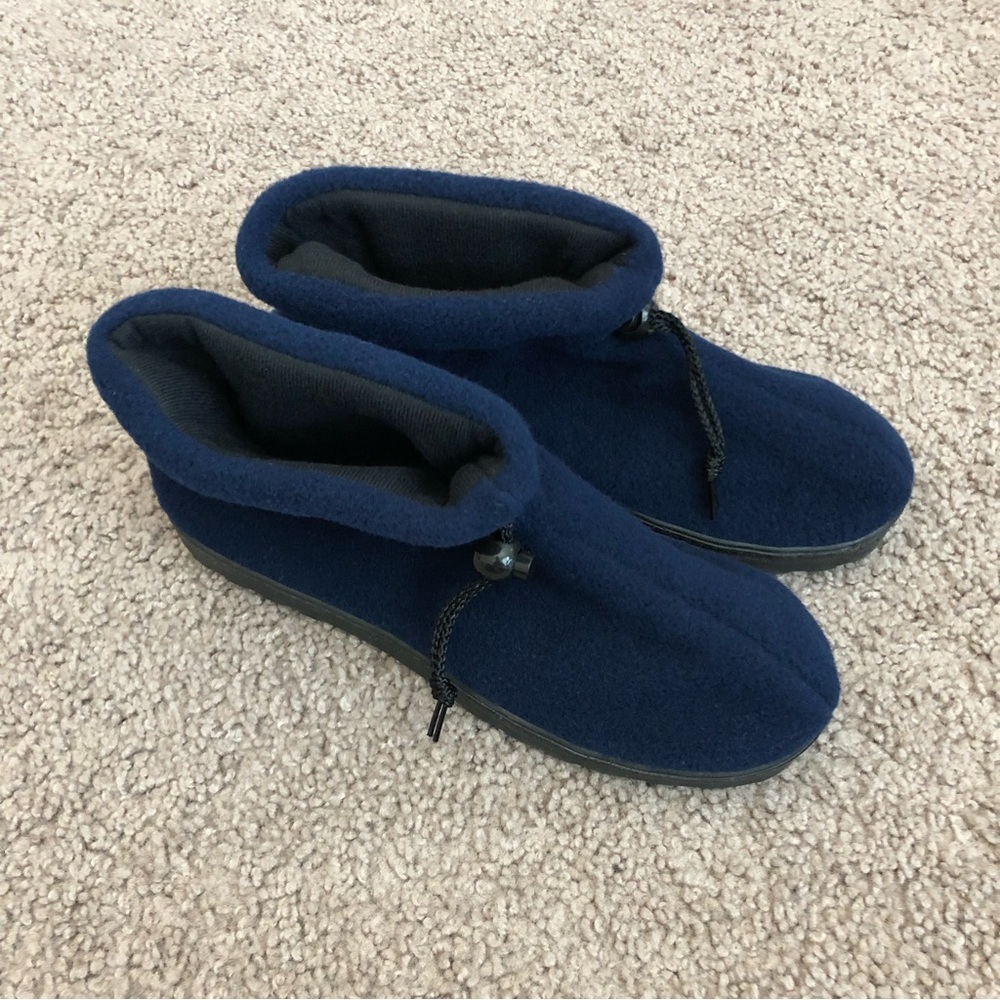 Navy Blue Fleece Bootie Slippers Womens 7